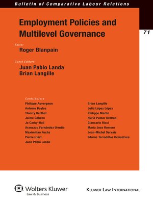 cover image of Employment Policies and Multilevel Governance